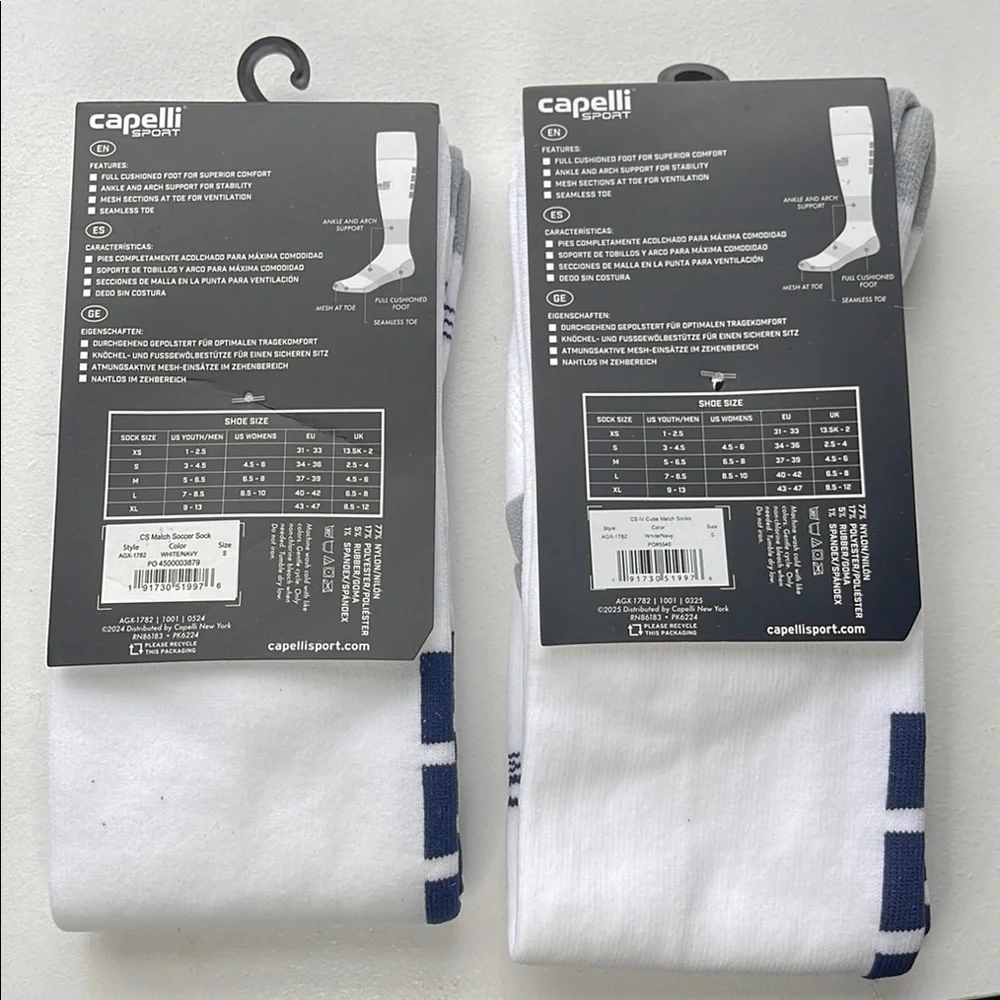 Capelli of New York White and Navy Athletic Socks